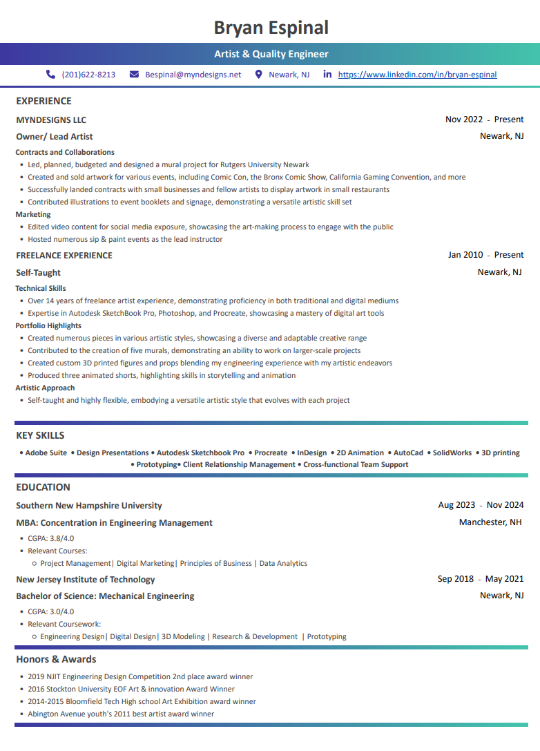 Artist Resume